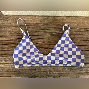 MAI Women’s Checkerboard Triangle Bikini Top in Lavender and White